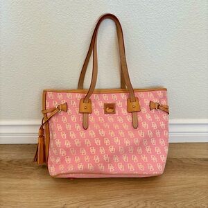 Dooney & Bourke Pink Canvas / Leather Tote Bag